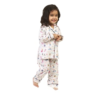 cotton cute sleepwear for girls  charming printed pajama set  full sleeves kurta pajama set