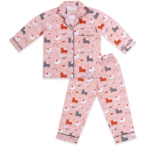 cotton cute sleepwear for girls  charming printed pajama set  full sleeves kurta pajama set