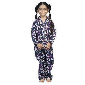 cotton cute sleepwear for girls  charming printed pajama set  full sleeves kurta pajama set
