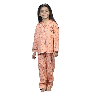 cotton cute sleepwear for girls  charming printed pajama set  full sleeves kurta pajama set