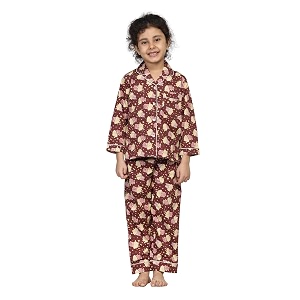 cotton cute sleepwear for girls  charming printed pajama set  full sleeves kurta pajama set