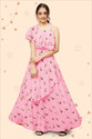 Kidotsav Girls Maxi/Full Length Party Dress (Pink, Short Sleeve)