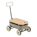 kidpop PULA-Wild 3-in-1 Kids' Pull-Along Wagon Toddlers Push Walker for 2.5-8, Removable Wooden Cover and Adjustable Handlebar, Birthday Gifts Max Weight 33 lbs (Grey)