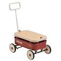 kidpop PULA-Wild 3-in-1 Kids' Pull-Along Wagon Toddlers Push Walker for 2.5-8, Removable Wooden Cover and Adjustable Handlebar, Birthday Gifts Max Weight 33 lbs (Red)