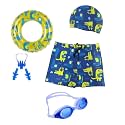 Kids 6-in-1 Water Activity Kit with Trunks, Silicone Cap, Anti-Fog Goggles, Swim Tube, Nose Clip &amp; Earplugs –Swim Set for Boys Pool, Beach