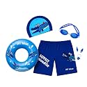 Kids 6-in-1 Water Activity Kit with Trunks, Silicone Cap, Anti-Fog Goggles, Swim Tube, Nose Clip &amp; Earplugs –Swim Set for Boys Pool, Beach
