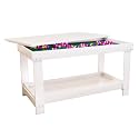 Kids Activity Table with Storage, 2 in 1 Solid Wood Building Blocks Table with Board for Boys Girls Gifts, Play Bricks, Train, Reading, Arts Draw