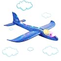 Kids Airplane Toy Large Throwing Foam Aeroplane Glider Flying Aeroplane for Kids Led Light 2 Flying Mode Paper Airplane Launcher Aircraft Toy for Outdoor Gift for 5-14 Years Boys Girls (1 Pcs)