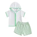 Kids Baby Boy Girl Swim Cover Up Toddler Swim Trunks and Short Sleeve Coverup Beach Bathing Suit Swimwear