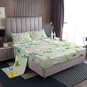 Kids Baby Dragon Bedding King Size Animal 4 Pieces Sheet With 26 Inch Deep Pockets for Boys Girls Bedroom Decor Cartoon Wildlife Bed Sheets Set Soft Microfiber Women Men Green Gray With 2 Pillow Case
