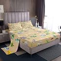 Kids Baby Dragon Bedding King Size Animal 4 Pieces Sheet With 26 Inch Deep Pockets for Boys Girls Bedroom Decor Cartoon Wildlife Bed Sheets Set Soft Microfiber Women Men Brown Beige With 2 Pillow Case