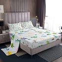 Kids Baby Dragon Bedding King Size Animal 4 Pieces Sheet With 26 Inch Deep Pockets for Boys Girls Bedroom Decor Cartoon Wildlife Bed Sheets Set Soft Microfiber Women Men Blue Green With 2 Pillow Case