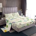 Kids Baby Dragon Bedding Queen Size Animal 4 Pieces Sheet With 26 Inch Deep Pockets for Boys Girls Bedroom Decor Cartoon Wildlife Bed Sheets Set Soft Microfiber Women Men Beige With 2 Pillow Case