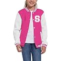 Kids Baseball Jacket Letter Print Boys Girls Varsity Coat Casual Lightweight School Uniform With Button