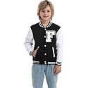 Kids Baseball Jacket Letter Print Boys Girls Varsity Coat Casual Lightweight School Uniform With Button