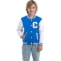 Kids Baseball Jacket Letter Print Boys Girls Varsity Coat Casual Lightweight School Uniform With Button