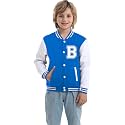 Kids Baseball Jacket Letter Print Boys Girls Varsity Coat Casual Lightweight School Uniform With Button