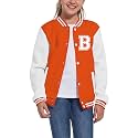 Kids Baseball Jacket Letter Print Boys Girls Varsity Coat Casual Lightweight School Uniform With Button