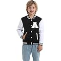 Kids Baseball Jacket Letter Print Boys Girls Varsity Coat Casual Lightweight School Uniform With Button