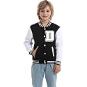 Kids Baseball Jacket Letter Print Boys Girls Varsity Coat Casual Lightweight School Uniform With Button