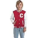 Kids Baseball Jacket Letter Print Boys Girls Varsity Coat Casual Lightweight School Uniform With Button