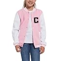 Kids Baseball Jacket Letter Print Boys Girls Varsity Coat Casual Lightweight School Uniform With Button