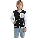 Kids Baseball Jacket Letter Print Boys Girls Varsity Coat Casual Lightweight School Uniform With Button