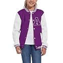 Kids Baseball Jacket Letter Print Boys Girls Varsity Coat Casual Lightweight School Uniform With Button