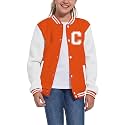 Kids Baseball Jacket Letter Print Boys Girls Varsity Coat Casual Lightweight School Uniform With Button