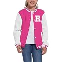 Kids Baseball Jacket Letter Print Boys Girls Varsity Coat Casual Lightweight School Uniform With Button