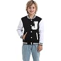 Kids Baseball Jacket Letter Print Boys Girls Varsity Coat Casual Lightweight School Uniform With Button