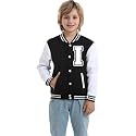 Kids Baseball Jacket Letter Print Boys Girls Varsity Coat Casual Lightweight School Uniform With Button