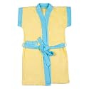 Premium Terry Cotton Kids Bathrobe | Soft &amp; Ultra-Absorbent Bath Gown for Boys &amp; Girls | Dual-Tone Open-Front Loungewear Towel Robe with Adjustable Waist Belt &amp; Patch Pockets, Yellow &amp; Blue