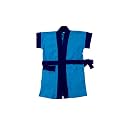 Cotton Kids Bathrobe Ultra Soft &amp; Highly Absorbent Sky Blue Baby Bath Gown, Terry Cloth Towel Robe with Navy Blue Contrast Trim, Waist Belt boy 6-7 year color blue