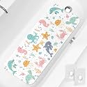 Kids Bath Mat 40x16 Non Slip Tub Shower Mat with Suction Cups Drain Holes