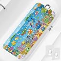 Kids Bath Mat 40x16 Non Slip Tub Shower Mat with Suction Cups Drain Holes