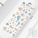 Kids Bath Mat 40x16 Non Slip Tub Shower Mat with Suction Cups Drain Holes