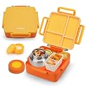 Kids Bento Box, [Large Capacity] Insulated Lunch Box for Kids with 4 Compartment for Ages 3+, Drop-Proof &amp; Dishwasher Safe Lunchbox Container Yellow