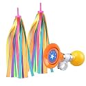 Kids Bike Bell and 2 Pack Kids Bike Streamers for Children's Bike Accessories, Kid Bike Horn Kid Bike Accessories for Kids(Orange Pentagram)