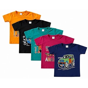 Kids Boys Half Sleeve Round Neck Printed