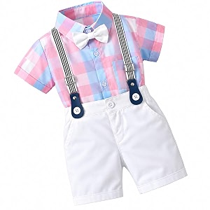 Kids Boys Printed Cotton Short Sleeve Collared