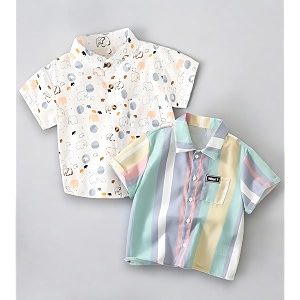 Kids Boys Shirt Printed Checkered and Floral