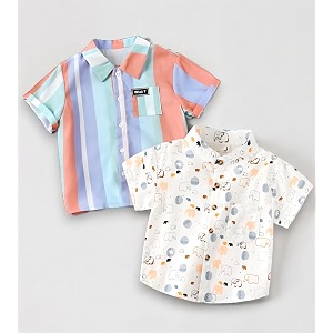 Kids Boys Shirt Printed Checkered and Floral