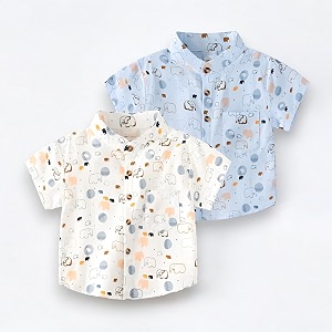 Kids Boys Shirt Printed Checkered and Floral