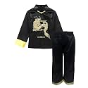Kids Boys Traditional Chinese Kung Fu Outfit Embroidery Dragon Tang Uniform Martial Arts Suits