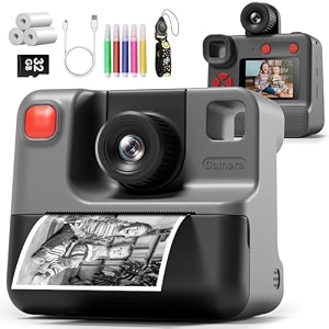 kids camera instant print christmas birthday gifts for girl boys 3-12 years old fhd selfie digital video cameras toddler 3 rolls print paper amp 32g card