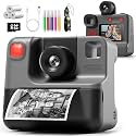 Kids Camera Instant Print, Christmas Birthday Gifts for Girl Boys 3-12 Years Old, FHD Selfie Digital Video Cameras Toddler 3 Rolls Print Paper & 32G Card
