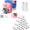 Kids Camera Instant Print - Pink Cat with 12 Rolls Refills Paper