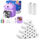 Kids Camera Instant Print - Purple Cat with 12 Rolls Refills Paper