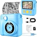 Kids Camera Instant Print, Safe Toddler Camera, HD Digital Cameras 16X Digital Zoom & 32G SD Card, 2.4‘’ Screen Instant Print Cameras for Kids, 4 5 6 7 8 9 10 Year Old Girl & Boy Birthday Gifts, Blue